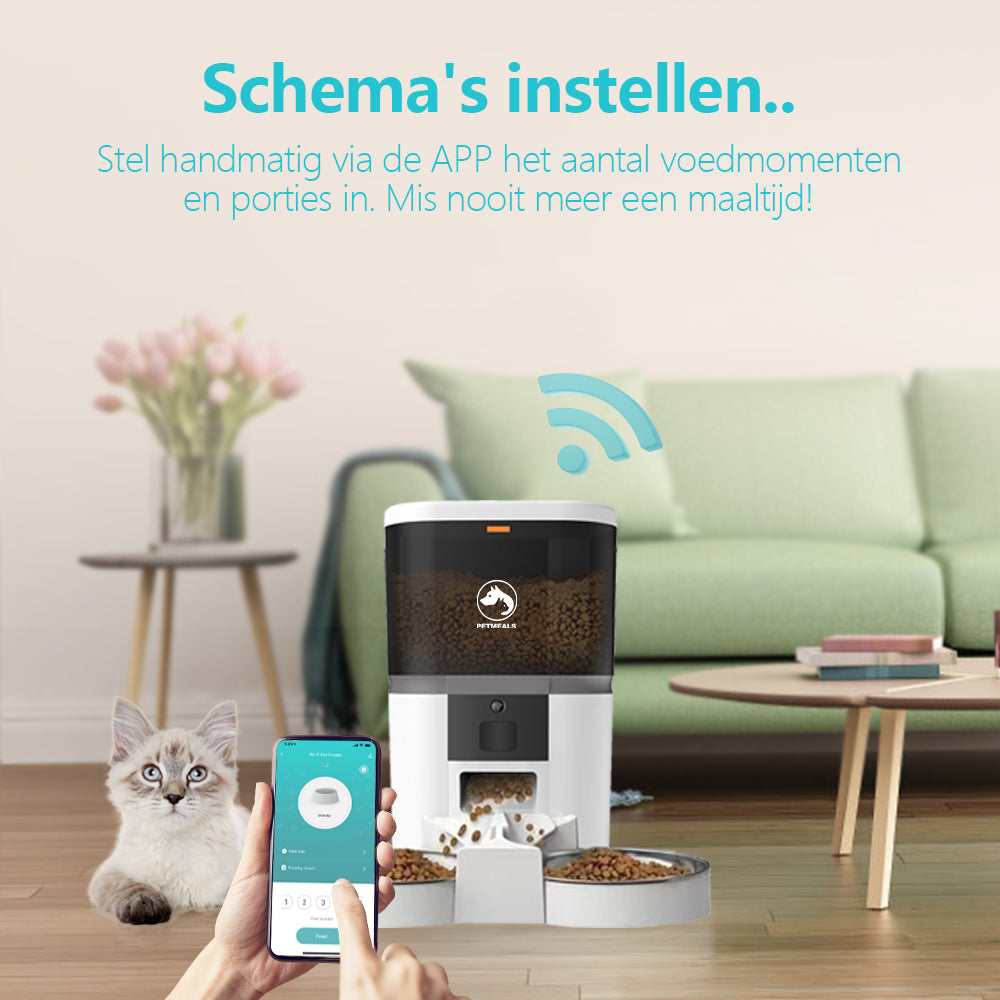 6. PetMeals® Automatische Voerbak - WIFI - Dual Bowl