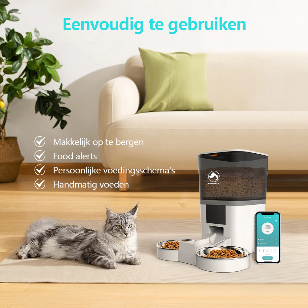 6. PetMeals® Automatische Voerbak - WIFI - Dual Bowl