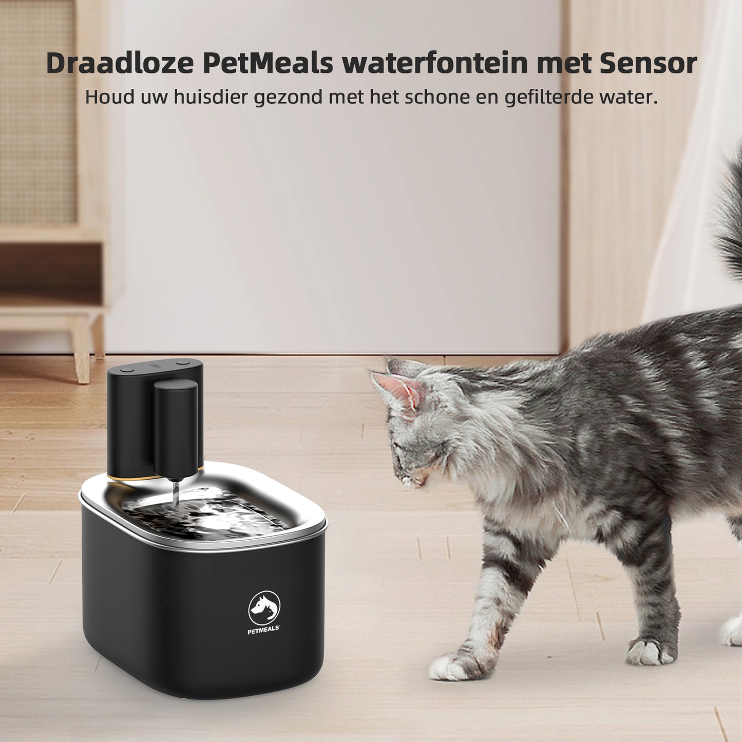 9. PetMeals® Drinkfontein kat & hond - Smart Kattenfontein met App - 4L