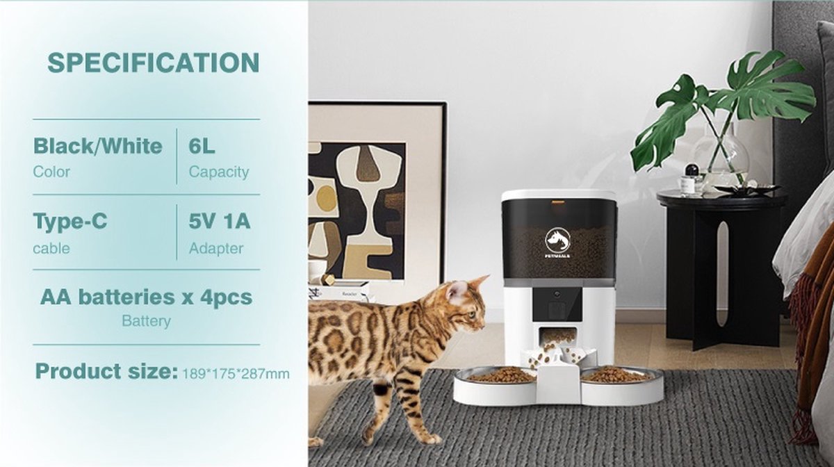 6. PetMeals® Automatische Voerbak - WIFI - Dual Bowl