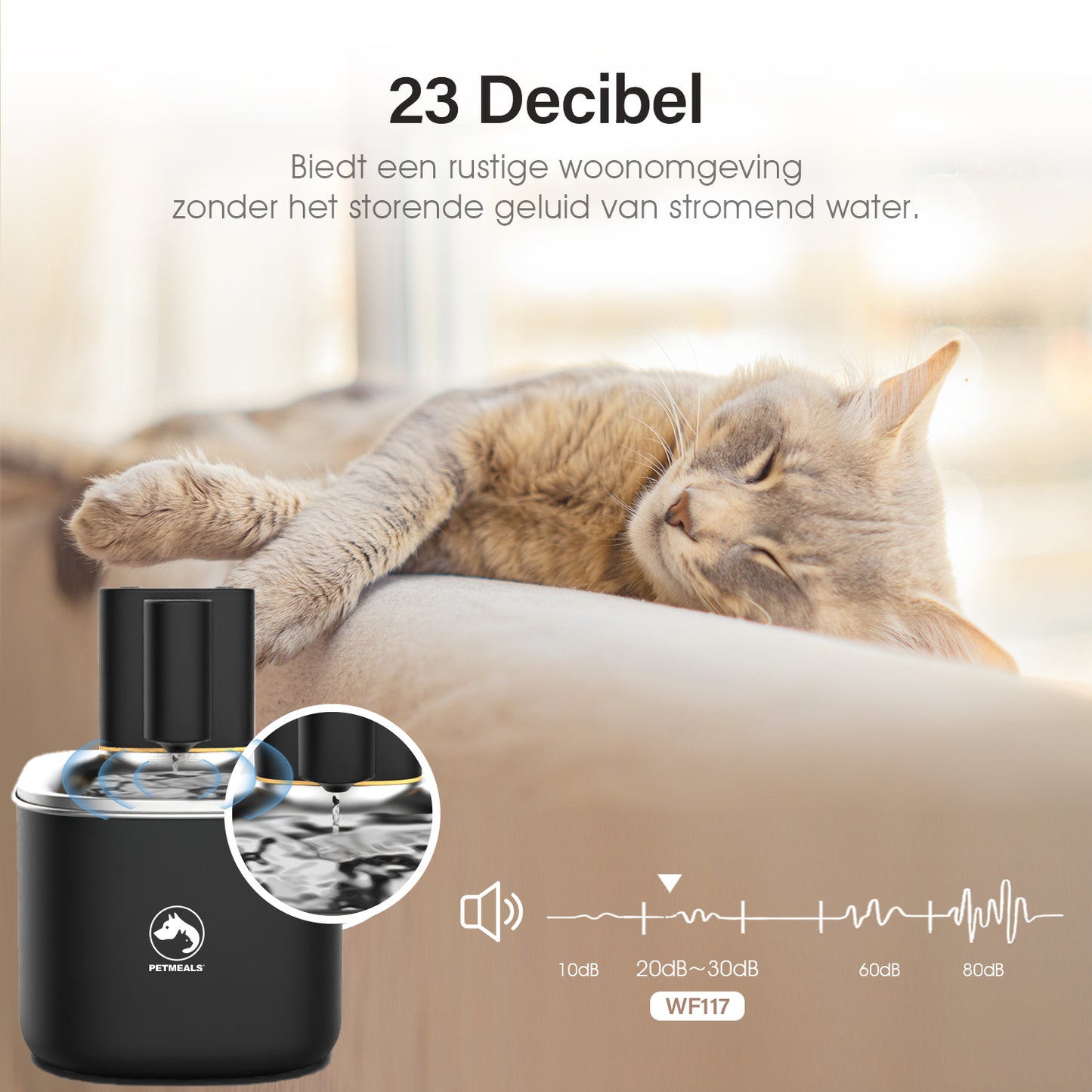 9. PetMeals® Drinkfontein kat & hond - Smart Kattenfontein met App - 4L