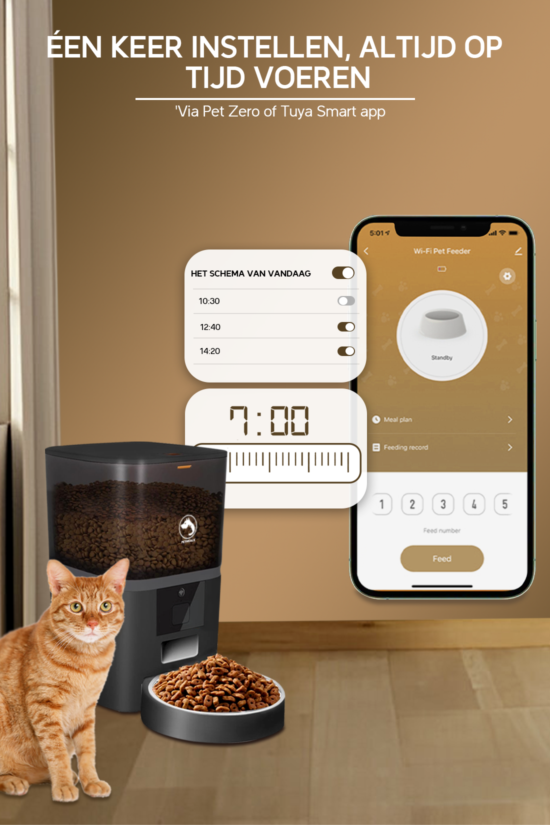 7. PetMeals® Automatische Voerbak - WIFI - Single Bowl