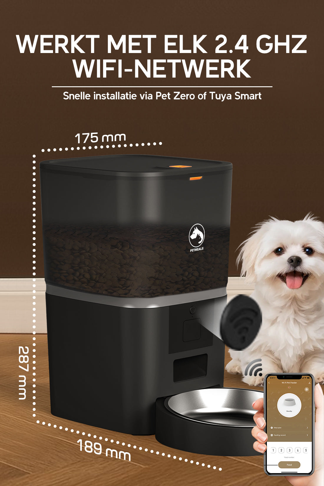 7. PetMeals® Automatische Voerbak - WIFI - Single Bowl
