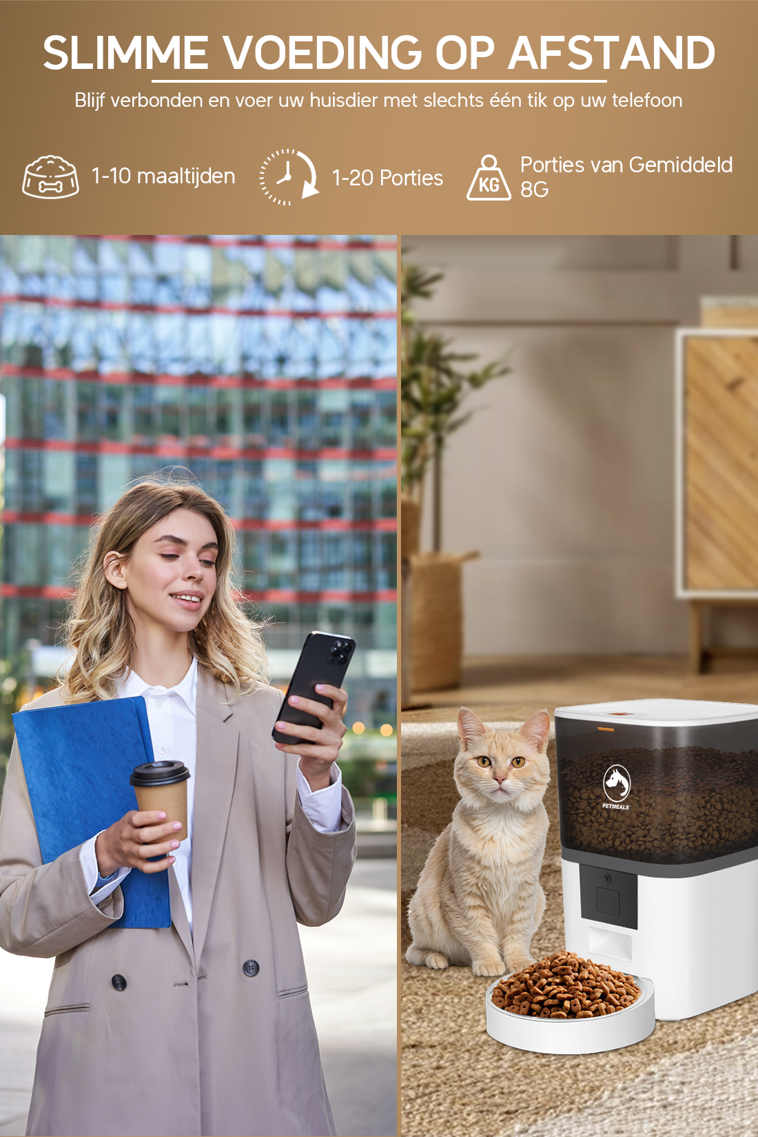 8. PetMeals® Automatische Voerbak - WIFI - Single Bowl