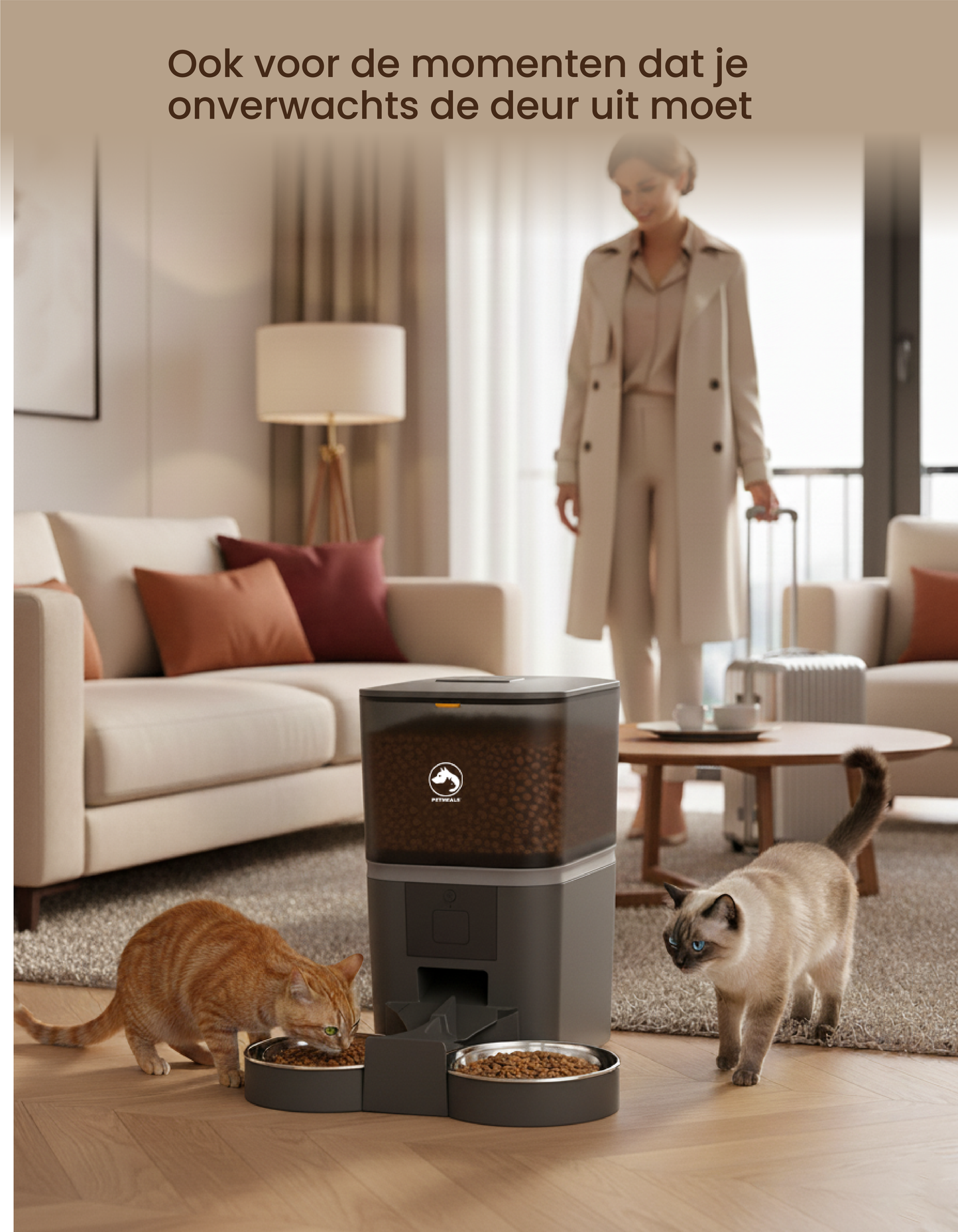5. PetMeals® Automatische Voerbak met WiFi – Dubbele Voerbak voor Honden & Katten