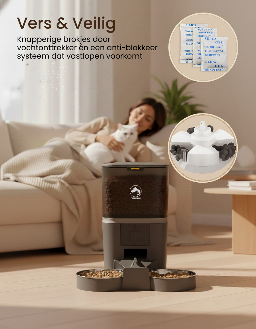 5. PetMeals® Automatische Voerbak met WiFi – Dubbele Voerbak voor Honden & Katten