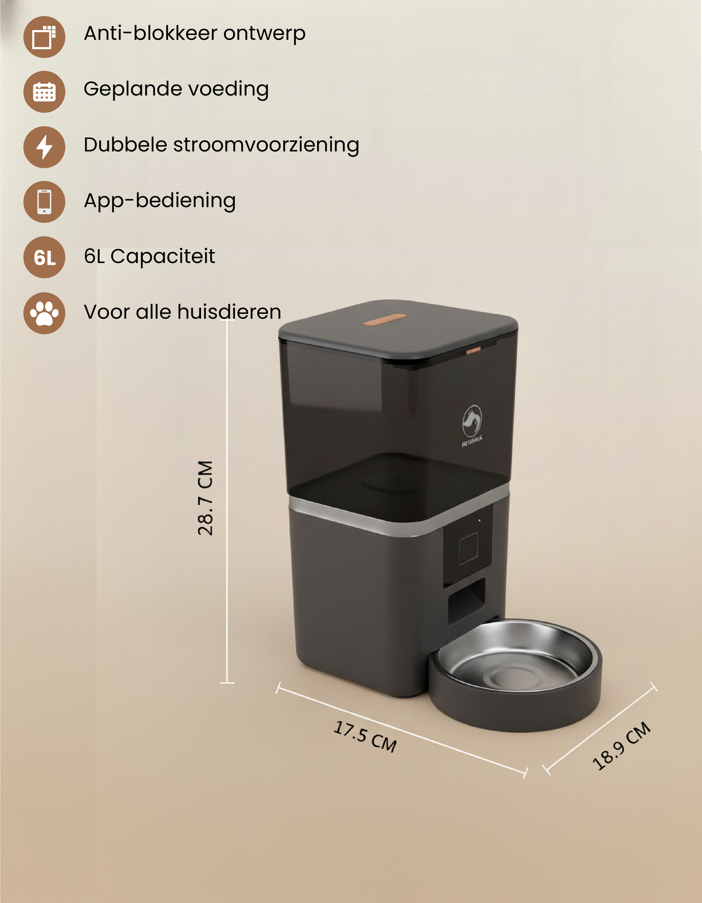 7. PetMeals® Automatische Voerbak met WiFi – Enkele Voerbak voor Honden & Katten