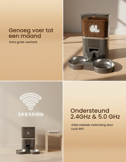 1. PetMeals® Automatische Voerbak met Camera Dubbele voerbak voor honden en katten