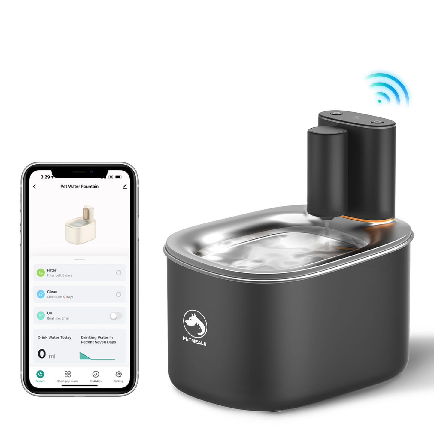 9. PetMeals® Drinkfontein kat & hond - Smart Kattenfontein met App - 4L