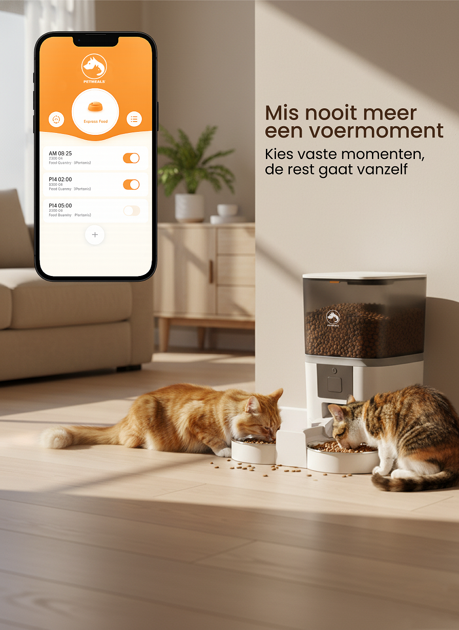 6. PetMeals® Automatische Voerbak met WiFi – Dubbele Voerbak voor Honden & Katten