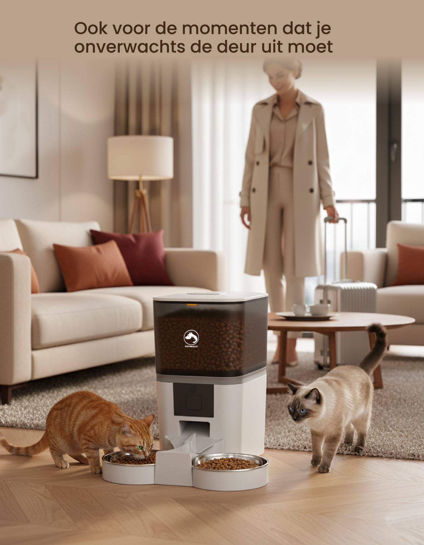 6. PetMeals® Automatische Voerbak met WiFi – Dubbele Voerbak voor Honden & Katten
