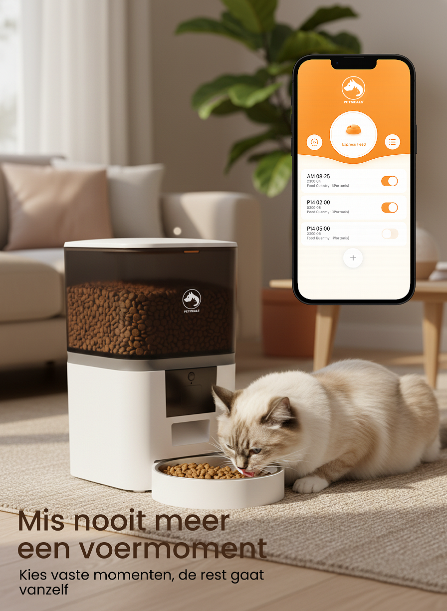 8. PetMeals® Automatische Voerbak met WiFi – Enkele Voerbak voor Honden & Katten