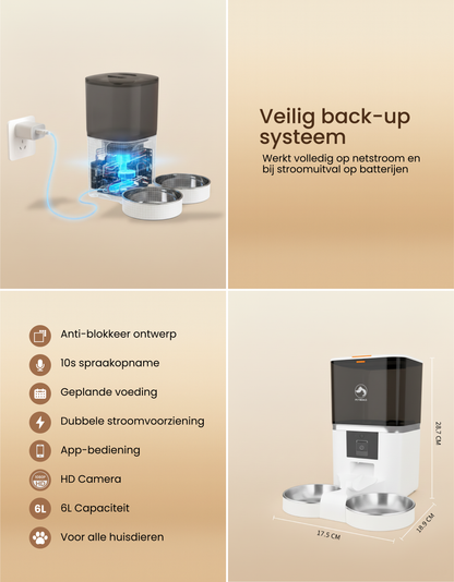 2. PetMeals® Automatische Voerbak - Camera - Dual Bowl